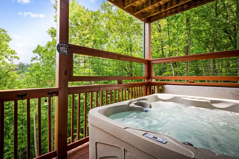 Hot tub on the covered deck